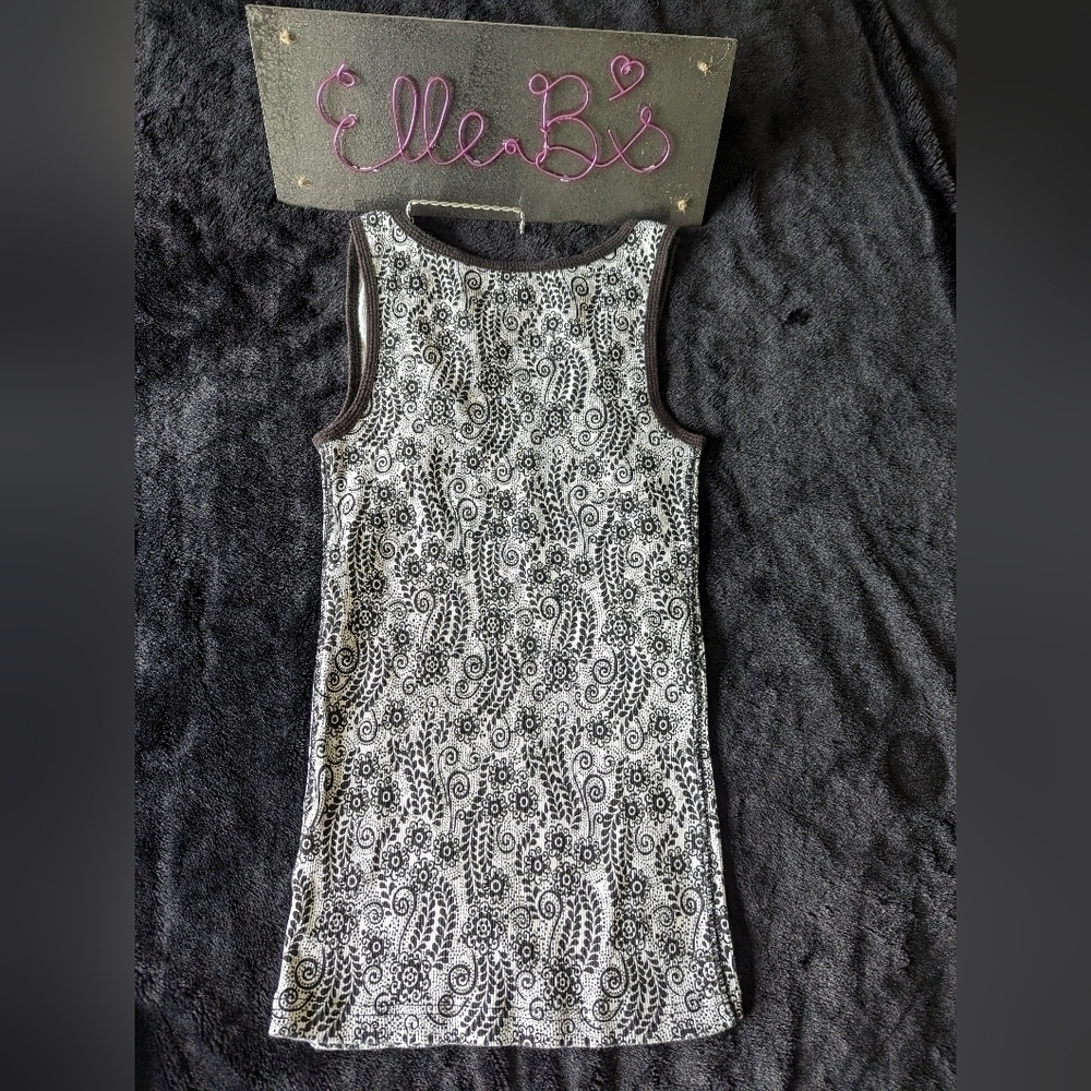 EUC Faded Glory Black/White Pattern Tank S - Picture 3 of 3